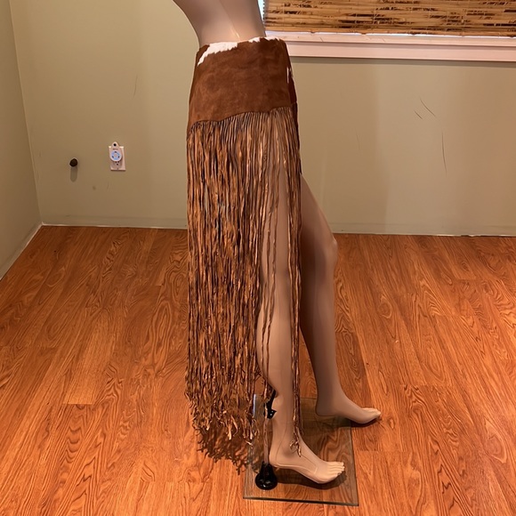 Pat Dahnke Vintage Calf Hair Belt With Long Brown Suede Fringe Velcro Closure - Picture 5 of 12